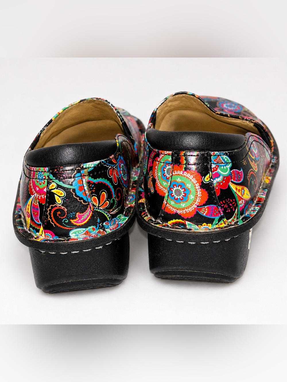 Alegria Debra Floral Mary Jane Clogs Size 34‎ Paisley Party Boho Leather Comfy! - Picture 5 of 7